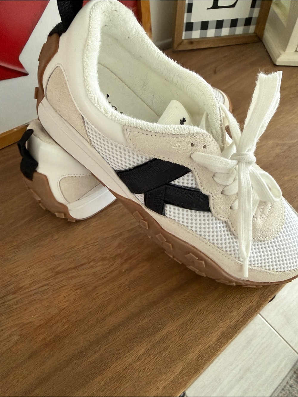 kate spade white sneakers with black accent